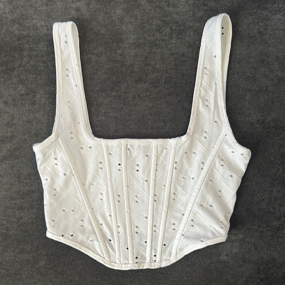 White Eyelet Corset Styled Top